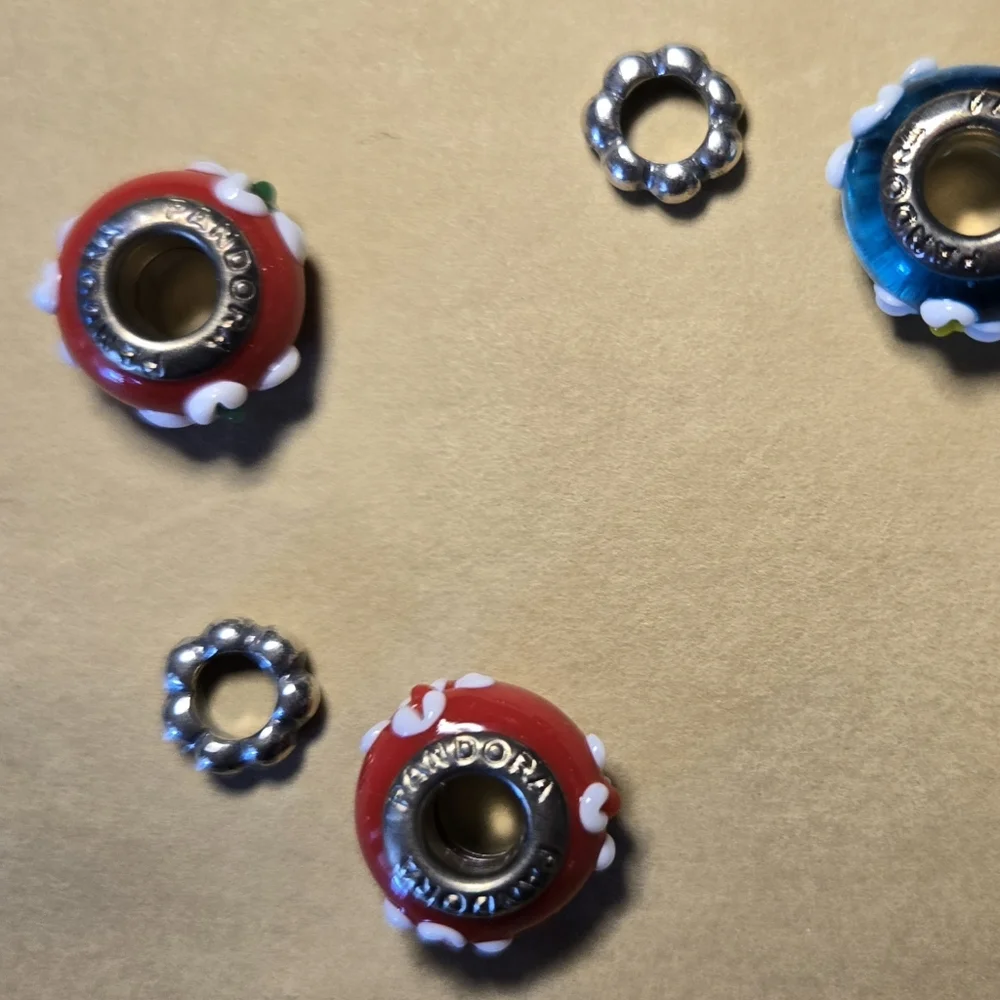 Pandora Murano glass charm beads and sterling silver spacers. Retired - Picture 10 of 16
